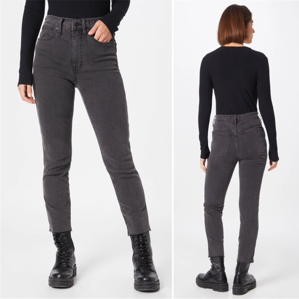 Madewell Stovepipe Washed Black Ankle Straight Leg Jeans Size 25 Petite